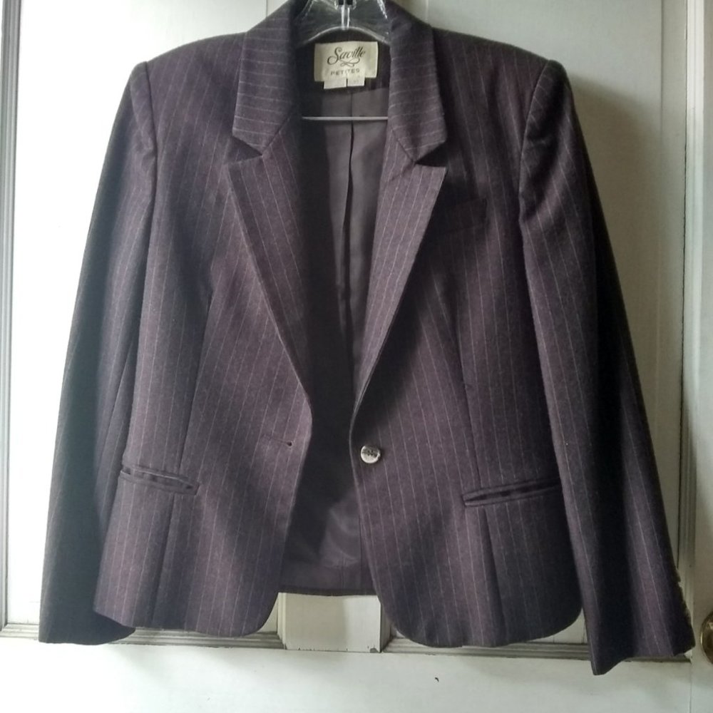 (Part 1/2) Subtle Brown Pinstripe Vintage Blazer, 100% Wool
